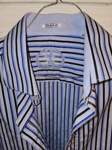 Bugatchi Uomo Men’s Dress Shirt, Flip Cuff Blue Large - Picture 1 of 4