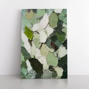 Impasto Verde Abstracto Paleta Cuchillo Pintura Impresión en Lienzo Enmarcado Arte de Pared - Imagen 1 de 15