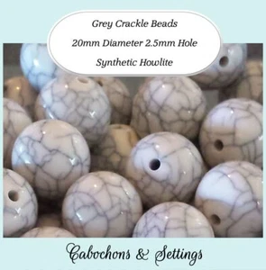 20mm Light Weight Opaque Ink and Grey Crackle Turquoise / Howlite - Bild 1 von 1