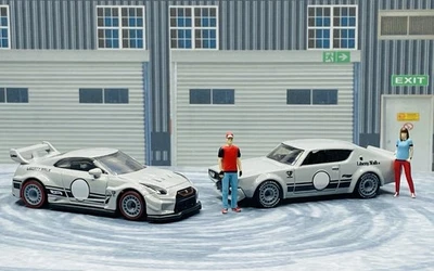 2x Roda Personalizada Trocada Nissan Skyline 35GT-RR LBWK com Caixa de Pilotos Reais Envio - Imagem 1 de 4