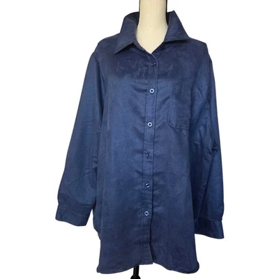 Blusa Camisa Mujer Dentro 2X 26/28 Imitación Gamuza Moleskin Manga Larga Botón Delantero  Foto 1 de 4