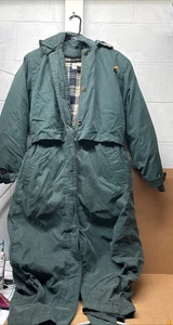 Vtg Eddie Bauer Coat Womens MEDIUM Green Goose Down Wool Tartan Plaid Lined 90s - Picture 1 of 5