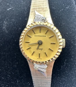 Vintage Wittenauer Damenuhr Edelstahl gold silberfarben 2 Diamanten geprüft - Bild 1 von 10