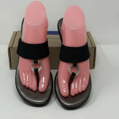 White Mountain Women's 8M White Mountain Black Wedge Sandal - Image 1 of 4