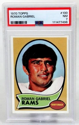 1970 Topps Fútbol, Tarjeta Roman Gabriel # 100, PSA 7, Subasta # 13 Foto 1 de 2