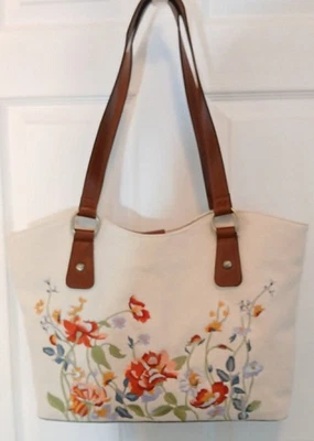 Patricia Nash Rhea Aagean Bloom Embroidered Tote, Leather Trim, Cassini Wristlet - Image 1 of 4