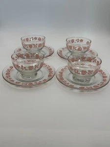 Juego De Colección De 4 Cuencos Y Plato Sherbet Hazel Atlas Rosa Grosella - Imagen 1 de 6