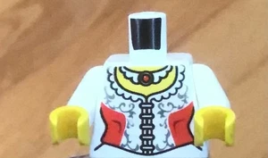 LEGO MINIFIGUREN TORSO mit rot-weißem Korsett Silberrand Mädchen weibliche Prinzessin Königin - Bild 1 von 2