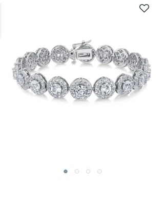 Zales Lab-Created White Sapphire Halo Sterling Silver Bracelet - Image 1 of 4