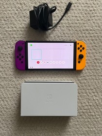Nintendo Switch OLED Model HEG-001 Handheld Console w/ Purple & Oregon Joy Cons
