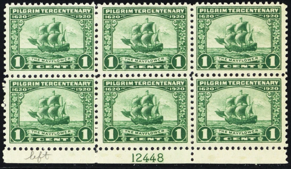 548, Mint NH 1¢ Plate Block of Six - Mayflower SCV $115.00 *_* Stuart Katz - Image 1 of 1
