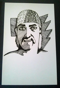 Hulk Hogan Original Art! Pen + Ink 7 x 11-inch Sketch 1992 Unused Magazine Illio - Picture 1 of 1