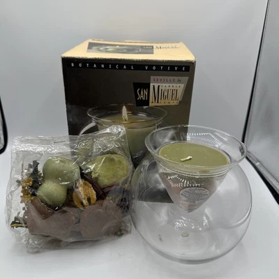 Botanical Votive Candle Holder Clear with Interior Botanic and outer glass, New  - Image 1 of 4