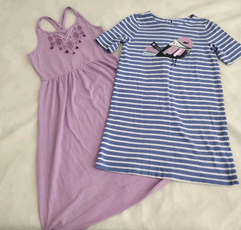 Gymboree Size Medium Large Girls Dress Winter Bird Blue Purple Maxi 2 Dresses  - Image 1 of 4
