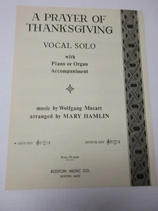W A Mozart A Prayer of Thanksgiving High Voice with Organ or Piano Sheet Music - Picture 1 of 3