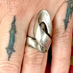 Vintage Mexico Twisted Sterling Silver Ring Modernist sz 9 925 - Picture 1 of 9