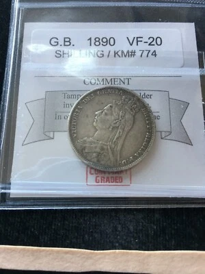 1890  Great Britain ; Shilling, Coin Mart Graded**VF-20** KM# 774 - Image 1 of 4