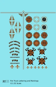 K4 G 1:32 Scale Decals Fire Engine Truck Markings Bronze, Silver and Black - Picture 1 of 5
