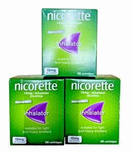 Inhalador Nicorette 3 x 36 15 mg | 108 cartuchos para fumadores empedernidos | caducidad 2026/27 - Imagen 1 de 2