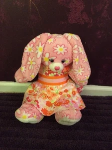 Build-A-Bear Bunny Plush 17” Pink White Daisies Floppy Ears Dressed - Picture 1 of 8