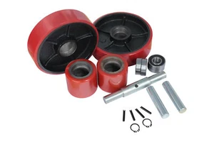 Pallet Jack/Truck Wheels Replacement Kit Set RED Complete with Bearings ID 20mm - Picture 1 of 9