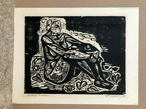 Impresión firmada por Irving Amen "Desnudo sentado" fecha '58 - Imagen 1 de 1