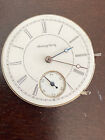 VINTAGE 6S HAMPDEN POCKET WATCH MOVEMENT, GR. 206, KEEPING TIME, YEAR 1888