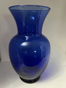 Cobalt Blue Large Glass Vase 9" Bulb Flared 4”Opening Great Condition - Picture 1 of 7