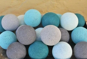 Original Cotton Ball Lights 20 LED Lichterkette Twister Grau Türkis Aqua LED USB - Bild 1 von 5