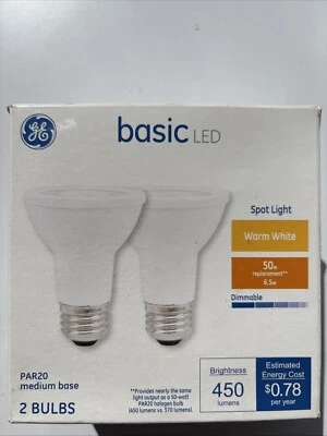 GE 50-Watt PAR20 LED Flood Lights - 450 Lumens 2 Bulbs Dimmable Warm White - Image 1 of 4