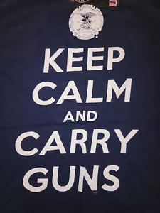 T-Shirt NRA Keep Calm and Carry Guns BLAU für Erwachsene - Bild 1 von 2