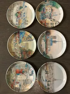 Metal Coastets Belvedere Paris Scenes 3.5" Set of 6 - Picture 1 of 8