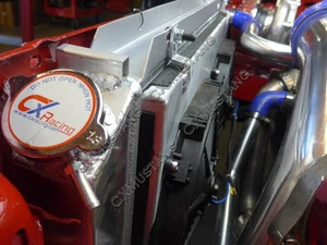 Radiador refrigerante de aluminio 3 filas + funda + ventiladores de 12" para Ford Mustang 79-93 - Imagen 1 de 12