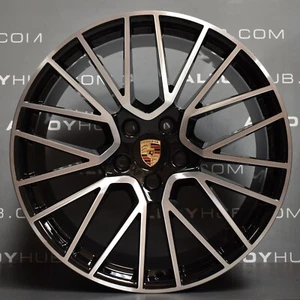 GENUINO PORSCHE CAYENNE COUPÉ 21" SPYDER 20 RADIOS NEGRO/RUEDAS DE ALEACIÓN CORTADAS X4 - Imagen 1 de 3