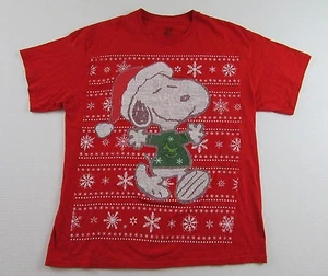 PEANUTS SNOOPY "Ugly Christmas Sweater" Print SS T Shirt Size XL - Picture 1 of 5