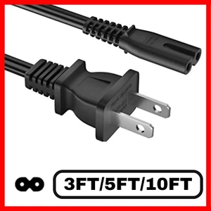 3-10 FT 2 Prong AC Power Cord for Xbox One S/X Sony PS4 / PS4 Slim / PS5 / PS3 - Picture 1 of 4