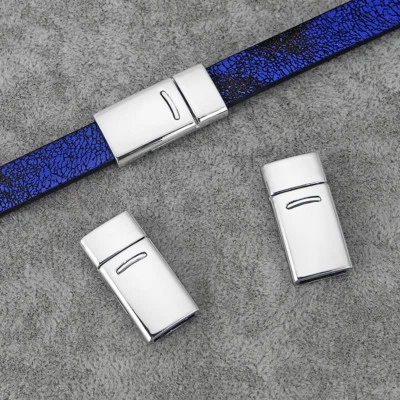 3Set Silver Tone 10*2mm Magnetic Clasp Fit 5mm 10mm Flat Leather Bracelet Making - Image 1 of 4