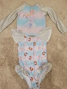 Disney Frozen Swimsuit And Top Rashguard Size 4 Kids - Picture 1 of 10