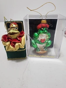 2004 Vintage Frog Prince 4" Hand Crafted Glass & Frog King In Box Ornaments - Picture 1 of 5