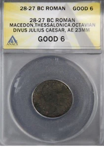 Octavio Divus Julio César Macedonia Tesalónica 28-27 certificado Anacs - Imagen 1 de 4
