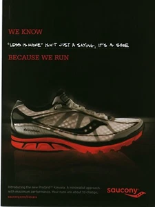 2010 PRINT AD - SAUCONY PROGRID KINVARA RUNNING SHOE AD - WE KNOW BECAUSE WE RUN - Bild 1 von 1
