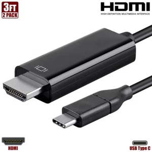 2x 3FT USB-C 3.1 Type C to HDMI Cable Cord 4K Laptop Notebook Monitor MacBook - Picture 1 of 7
