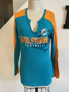 NWOT Women's NFL Miami DOLPHINS Long Sleeve Fitted Top - MEDIUM - Picture 1 of 1