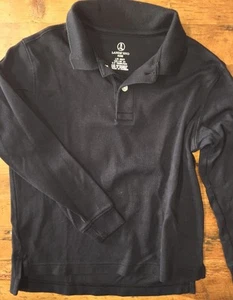 Lands End School Uniform Black Long Sleeve Polo Shirt Youth Kids Size Large 6/7 - Picture 1 of 4