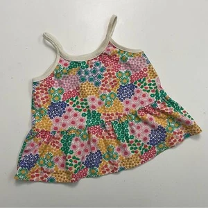Hanna Andersson Top Tank Floral Flower Ruffle Peplum Rainbow Pink Green Red Blue - Picture 1 of 8