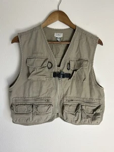 Rare Vintage L.L. BEAN Fly Fishing Utility Pockets Vest Jacket 80s 90s Tan SZ M - Picture 1 of 2