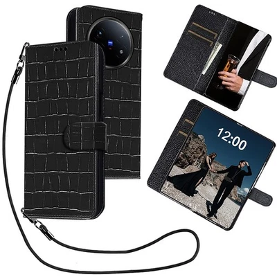 For VIVO Magnetic Genuine Leather Crossbody Strap Wallet Stand Case - Image 1 of 4