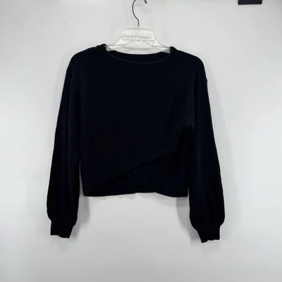 Lululemon Sweater Sz 4 Black Reversible Crossover Ribbed Cashmere Blend Rich Mom - Image 1 of 4