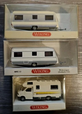 3 Wohnwagen , Wohnmobil Wiking 1:87  OVP - Bild 1 von 4