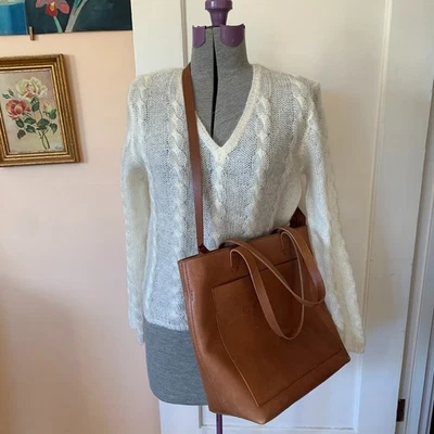 MADEWELL NWT Leather Medium Transport Tote English Saddle Brown Crossbody It Bag - Image 1 of 4